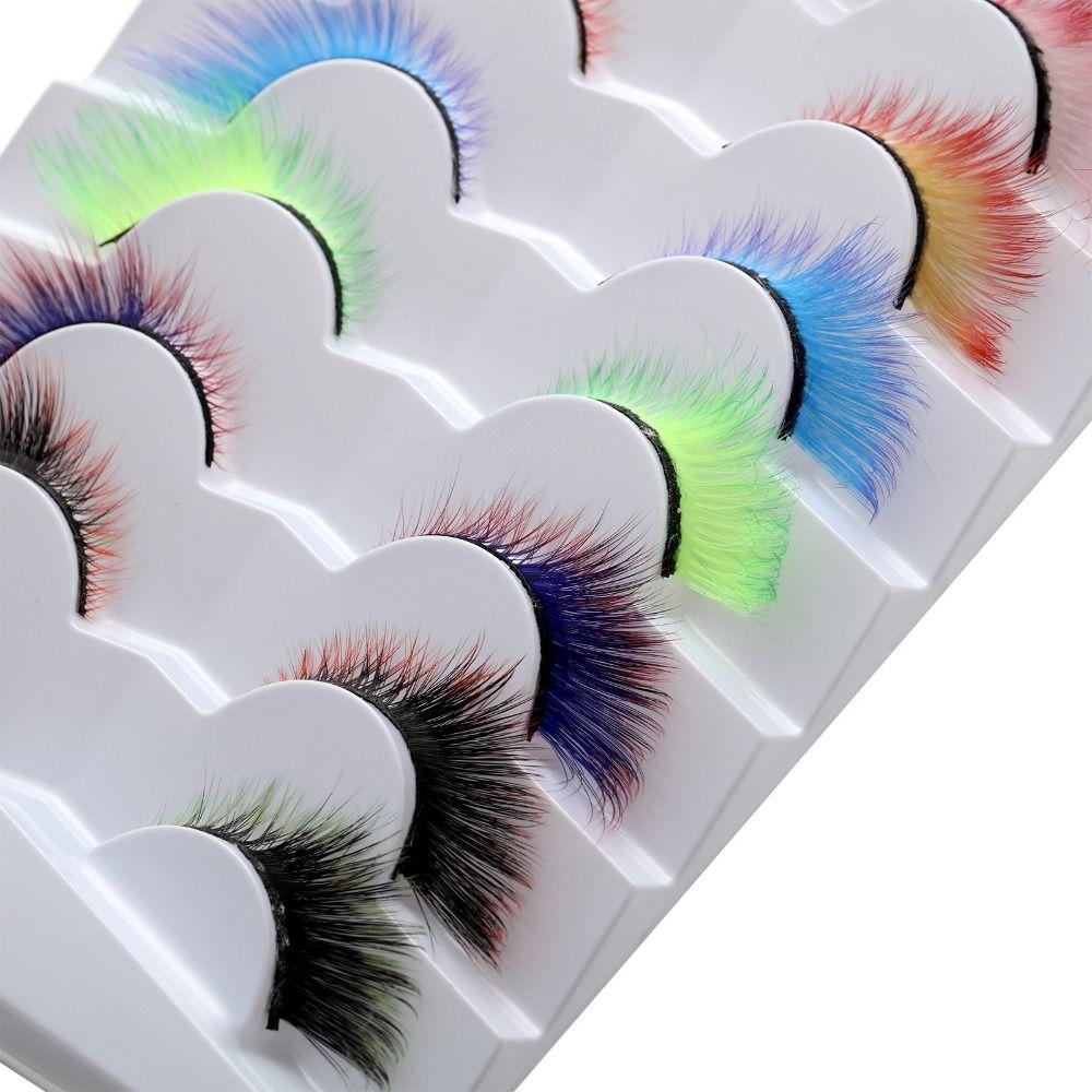 for Halloween Masquerade Party False Eyelashes Cat Eye Lashes Colored Lashes Fake Eyelashes