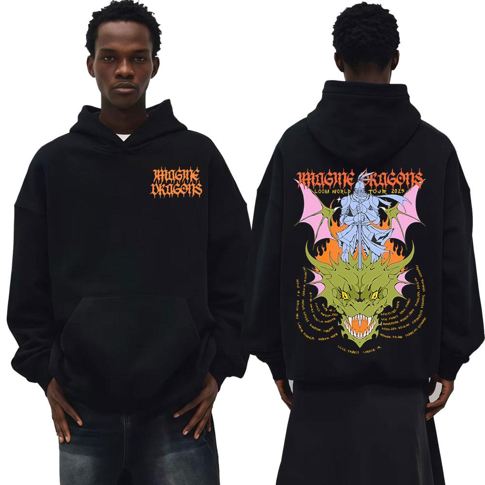 Imagine Dragons KNIGHT DRAGON Мировой Тур Худи с принтом Топы Мужские Женские Харадзюку Эстетика Хип-Хоп Топы Худи Комфорт Свитшоты