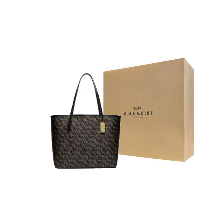 COACH City Canvas Leather Tote Bag , Shopping Bag , Handbag , Shoulder Bag Women's Black (Unisex) Shoulder Bags CF342 IMBLK