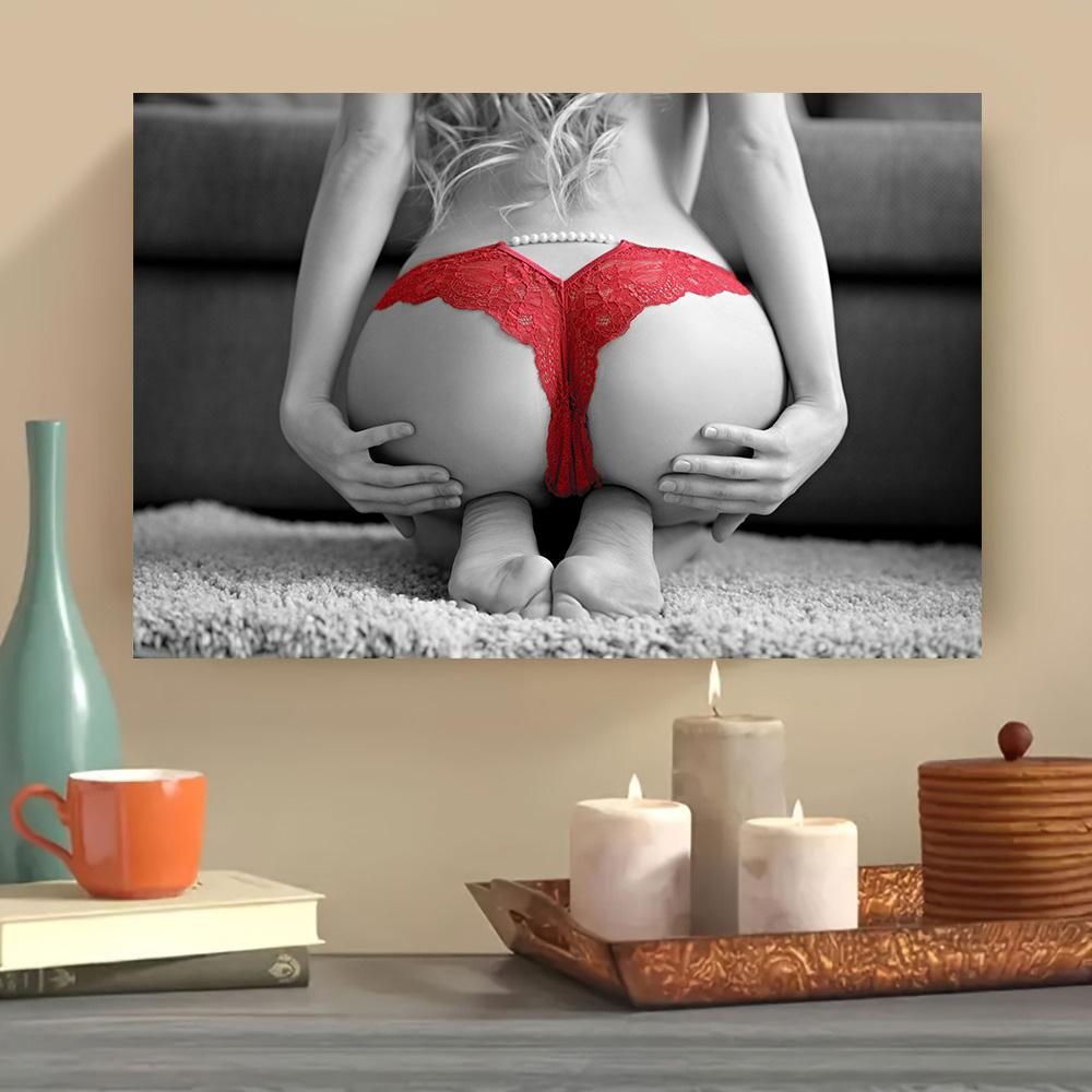 Девушка показывает средний палец в черных стрингах Сексуальный художественный постер Картина на холсте Постеры и принты Настенные художественные картины для декора гостиной и спальни