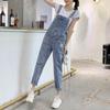 Summer Women Korean Fashion Lovely Chrysanthemum Causal Suspenders Women Jeans Denim Overalls Pants For Women Ninth Jeans