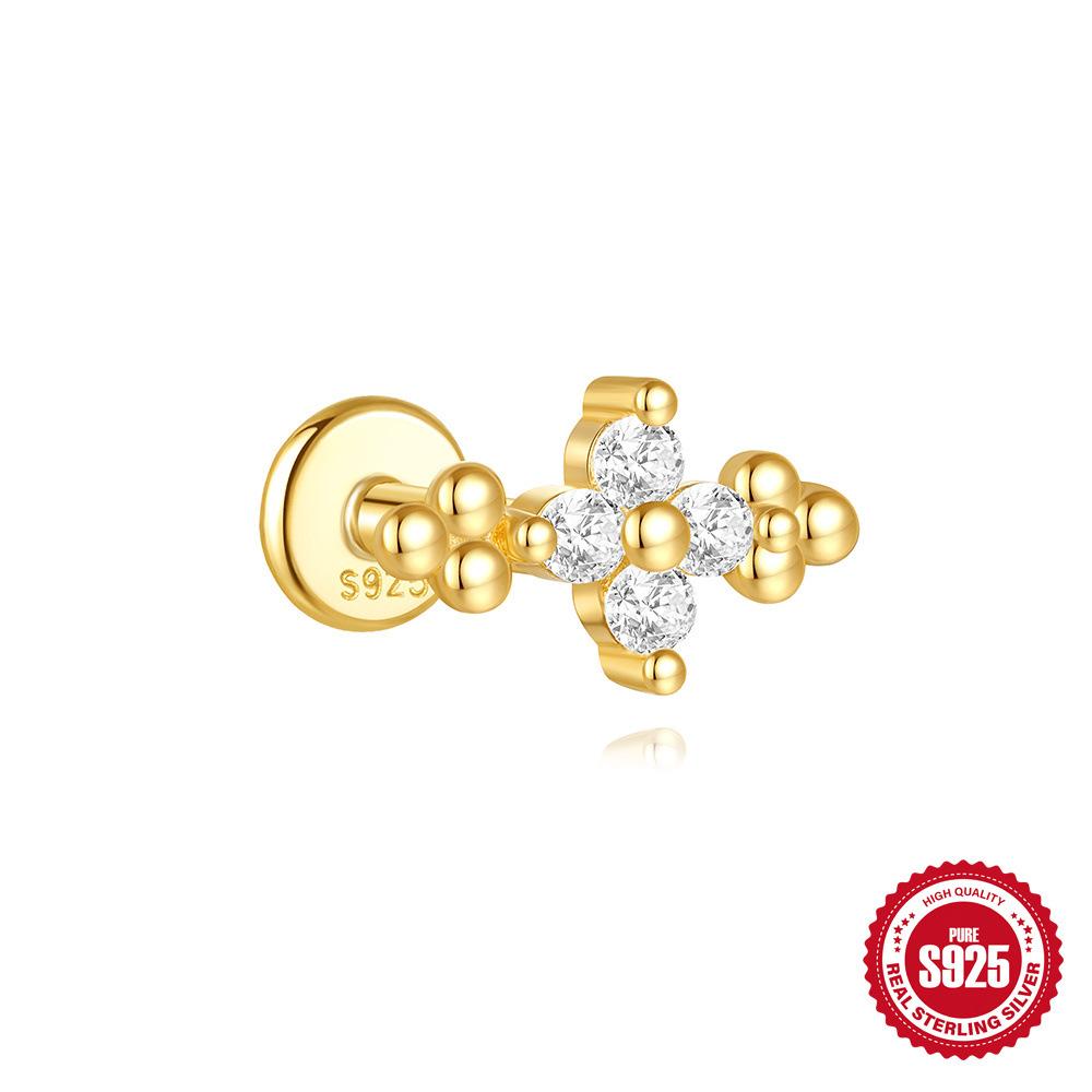 Серьги-гвоздики для ежедневного ношения из стерлингового серебра 925 пробы с бриллиантами лотоса и спиралью для прокола хряща 16 г