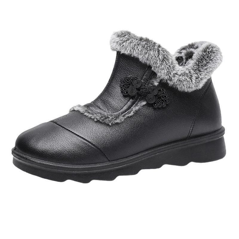 Женские зимние зимние ботинки на подкладке из искусственного меха, уличные противоскользящие теплые ботильоны из искусственной кожи, короткие ботинки на флисовой подкладке, повседневная женская обувь с высоким берцем
