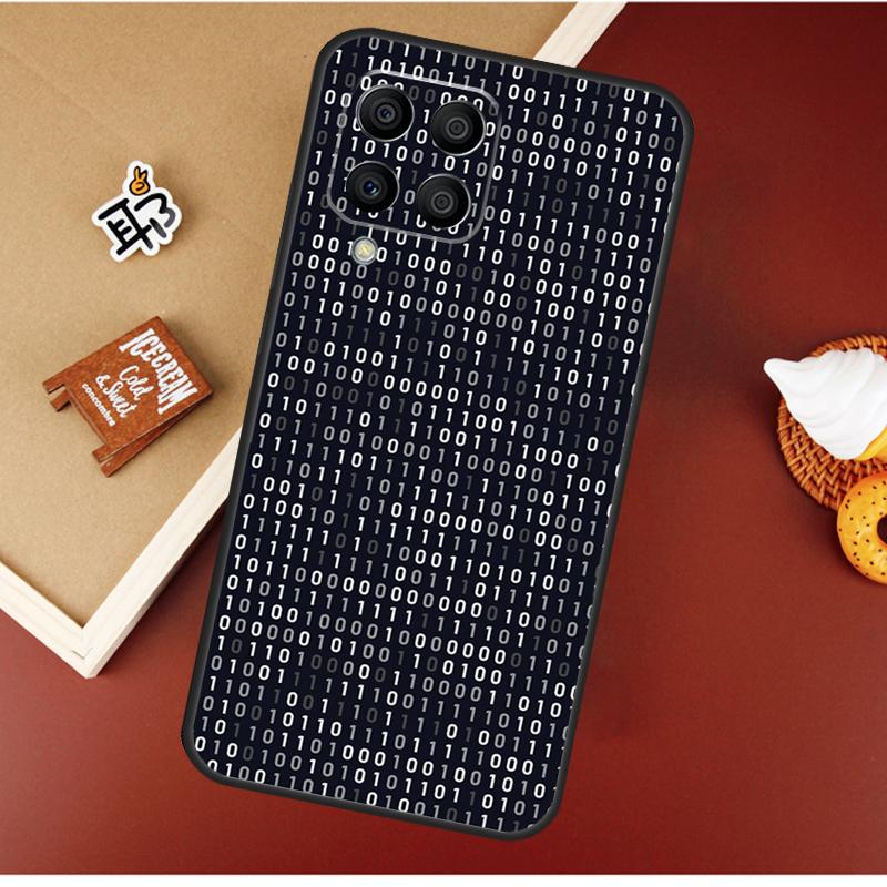 Hacker Binary Matrix Rain Case For Samsung Galaxy M16 M36 M56 M06 M52 M32 M12 M54 M34 M14 M35 M55 M15 M11 M31 M13 M53