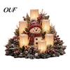 Holiday Gift for Her Christmas LED Candle Centerpiece with Artificial Cedar Pine Cones And Red Berries, Mantel Decorations Flameless Winter