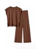 2024 Women's Knitted Casual Suit: Sleeveless Vest Sweater & Wide-Leg Pants Two-Piece
