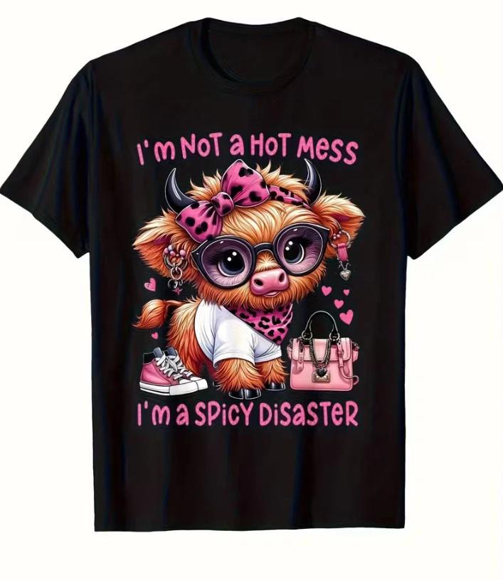 Funny Highland Cow Spicy Disaster T-T-Shirt