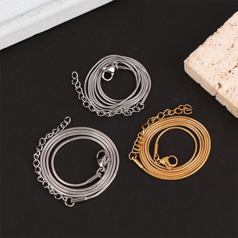 Женские длинные ожерелья из нержавеющей стали в виде змеиной цепи и витого каната, золотого и серебристого цвета, с застежкой-лобстером