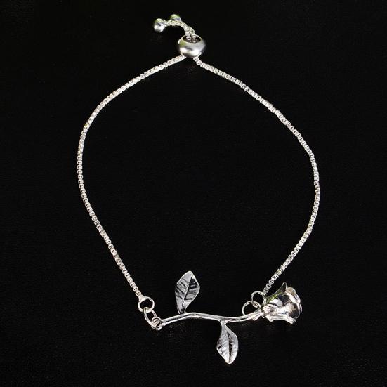 Элегантный браслет с подвеской в ​​виде розы, регулируемый браслет, женский ювелирный подарок