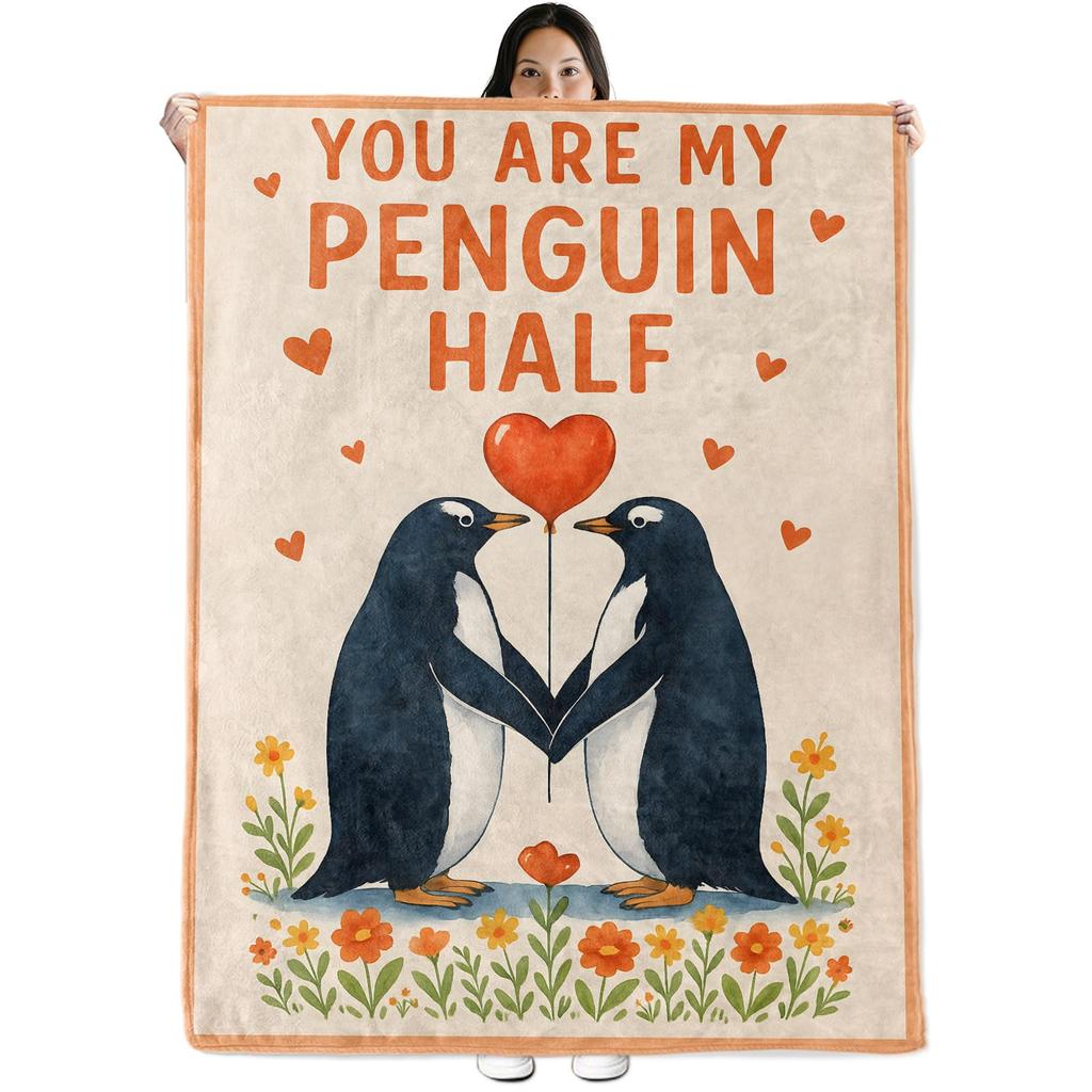 Penguin Blanket Soft Cute Penguins Flannel Fleece Throw Blanket Lightweight Fuzzy Plush Blanket for Couch Bed Sofa Home Decor