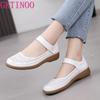 Fashion GKTINOO Genuine Leather Flats Mary Jane Women's Shoes Summer Soft Sole Hollow Mother's Shoes Anti-slip Sandals Large Size 43