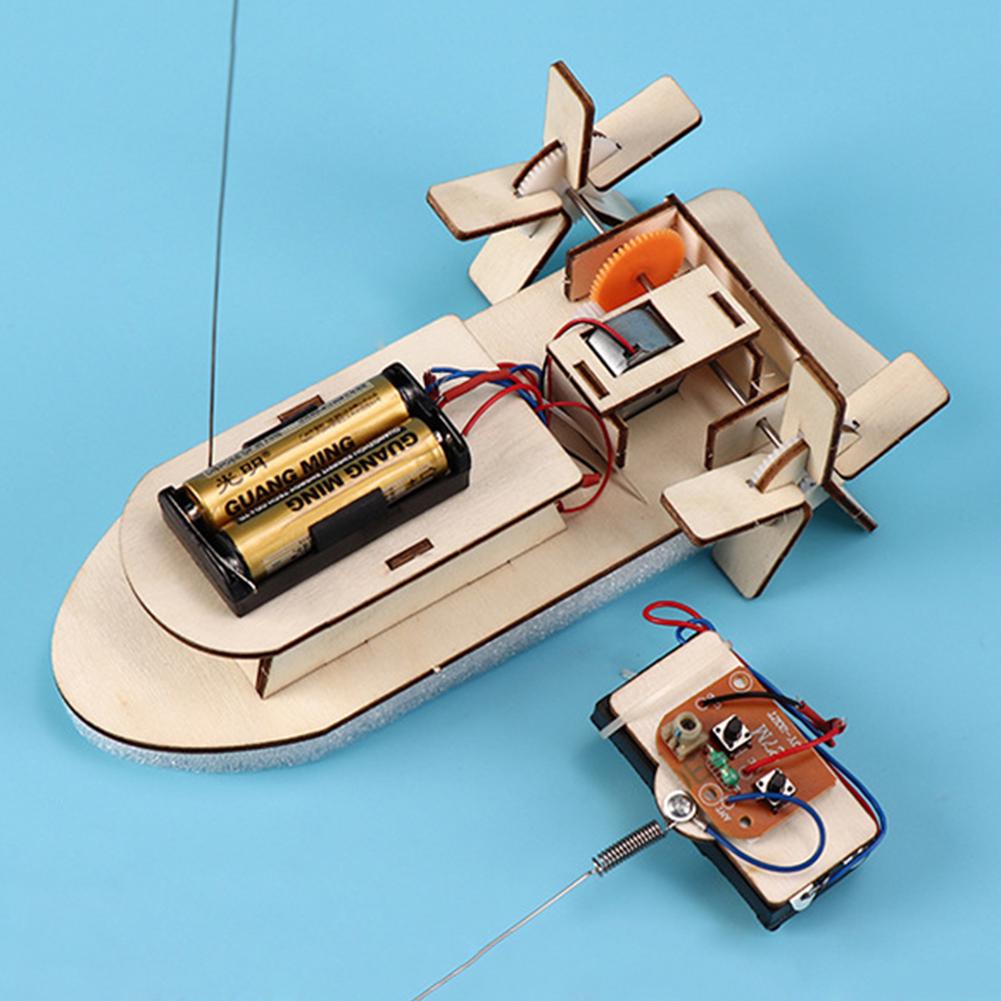 DIY Модель лодки Научные игрушки для детей STEM Электрический образовательный обучающий комплект 3D Сборка деревянной лодки Игрушка научный эксперимент комплект
