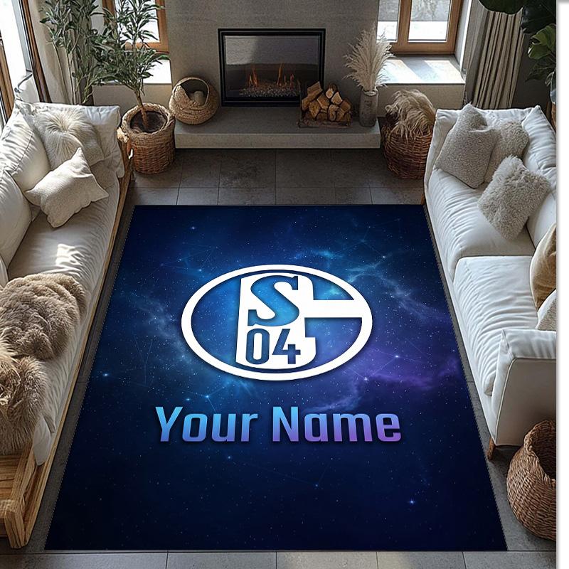 Schalke 04 FC Printed Crystal Velvet Rug Non‑Slip Crystal Velvet Carpet For Sofa Bedroom Indoor Home Decoration