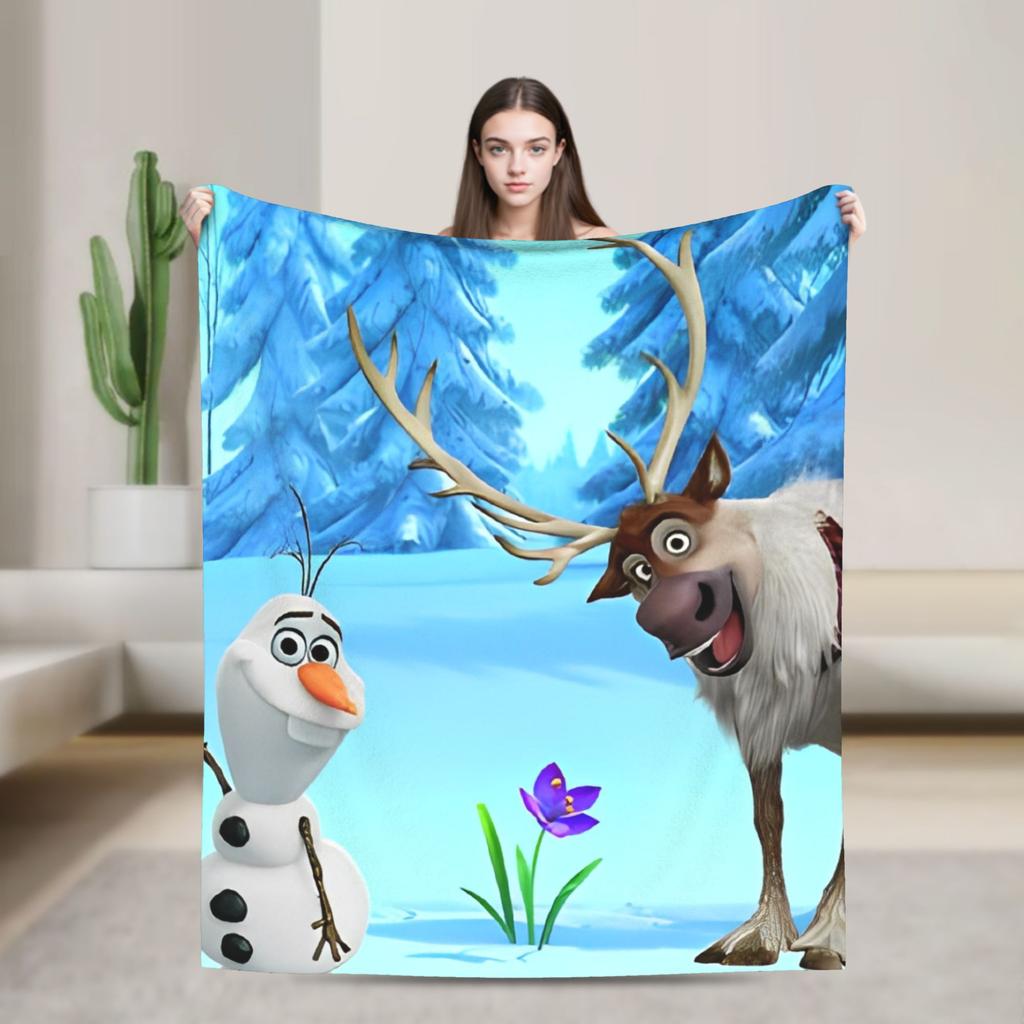 Warm Soft Blanket Travel Office Frozen Olaf Cartoon  Bedding Throws  Flannel Bedspread For Bedroom Aesthetic Sofa Bed Cover