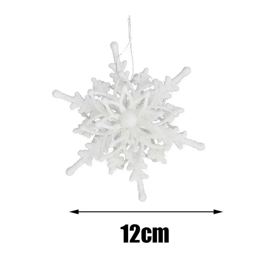 12cm Big Christmas Ice White 3D Snowflake Plastic Glitter Xmas Hanging Pendant for Home Party Wedding Tree Decoration Hot