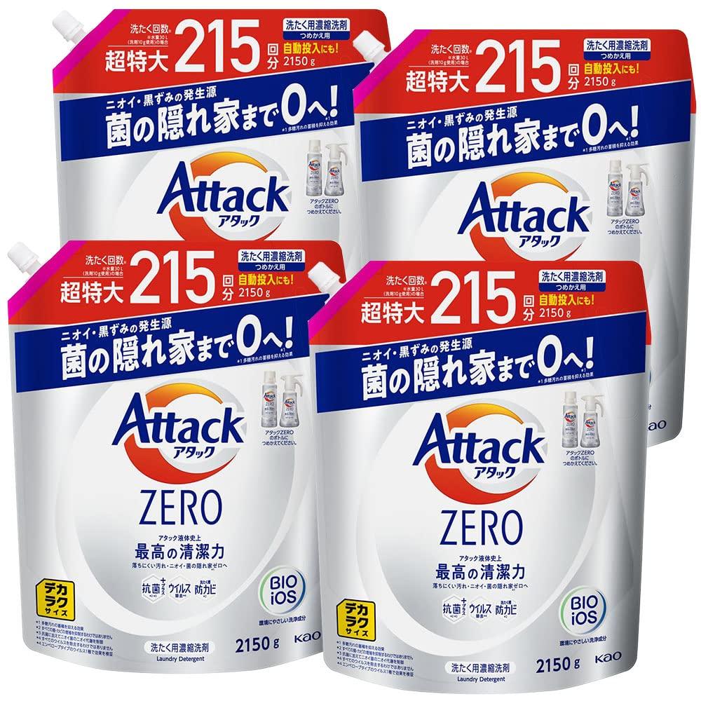 In Dekaraku Size Attack ZERO Laundry Detergent Liquid Attack Liquid Best Cleaning Power In History Refill 2150g X 4 Large Capacity [Sold Case]