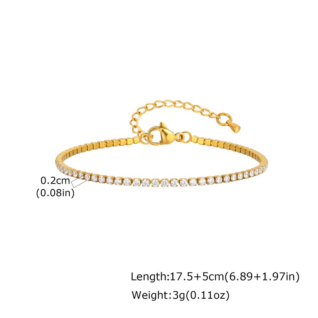 Classic AAA Zircon Tennis Bracelet for Women, Stainless Steel Oval Beads Chain Bracelets, Waterproof Fashion Jewelry Daily Party