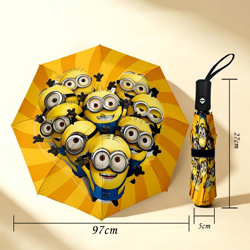 Minion Party 8 Ribs 3Fold Black Glue Uv Protection Umbrella Sun Protection Rainproof Compact Folding Umbrella For Travel Daily Use C923415