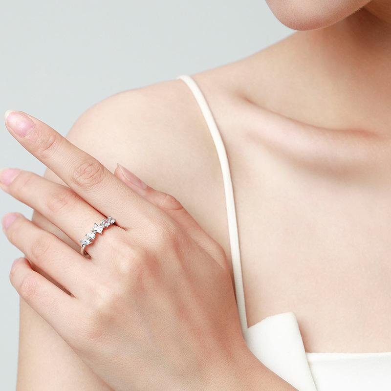 Tancise Classic 925 Sterling Silver Zircon Ring Ladies Jewelry Wedding Promise Party Gift