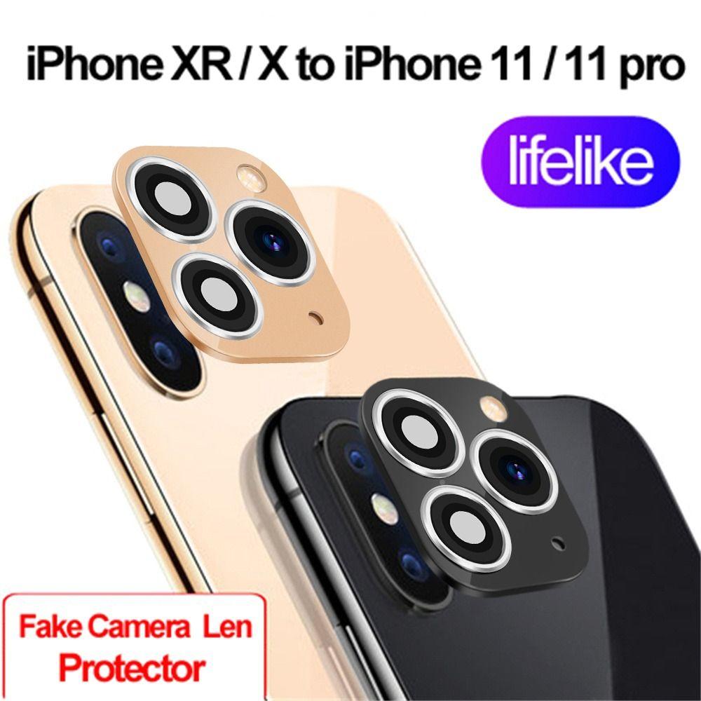 Flash Glass Fake Camera Lens Sticker Cover Case for iPhone XR X To iPhone 11 Pro Max Seconds Change