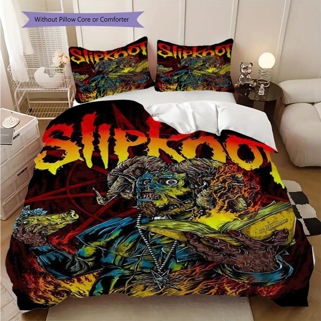 Slipknot Band Art Set Bedding 1 Duvet Cover 2 Pillowcase Without Core Soft And Comfortable Duvet Cover And Pillowcase Bedding Set