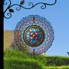 10 Inch Stained Glass Wind Spinner 3D Kinetic Metal Hanging Decor for Garden Yard Indoor Outdoor Blue White Windmill Gift for Women Men