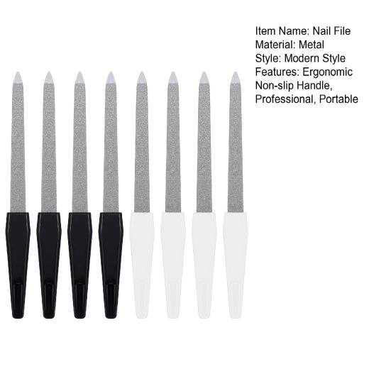 8 шт. Двусторонняя металлическая пилка для ногтей с эргономичной нескользящей ручкой для профессионалов мужчин и женщин