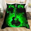 Music Guitar Duvet Cover King Queen Black White and Grey Graffiti Bedding Set Musical Notes Comforter Cover Musical Quilt Cover