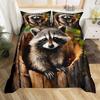 Cartoon Raccoon Bedding Set Cute Raccoon Duvet Cover For Kids Boys Girls Raccoon Lover Gift Wildlife Comforter Cover Twin Queen