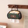 Fabric Tissue Box Cover Hanging Tissue Holder Wall Mounted Tissue Bag for Car Dormitory Bathroom Use with Handle and Durable Stitching