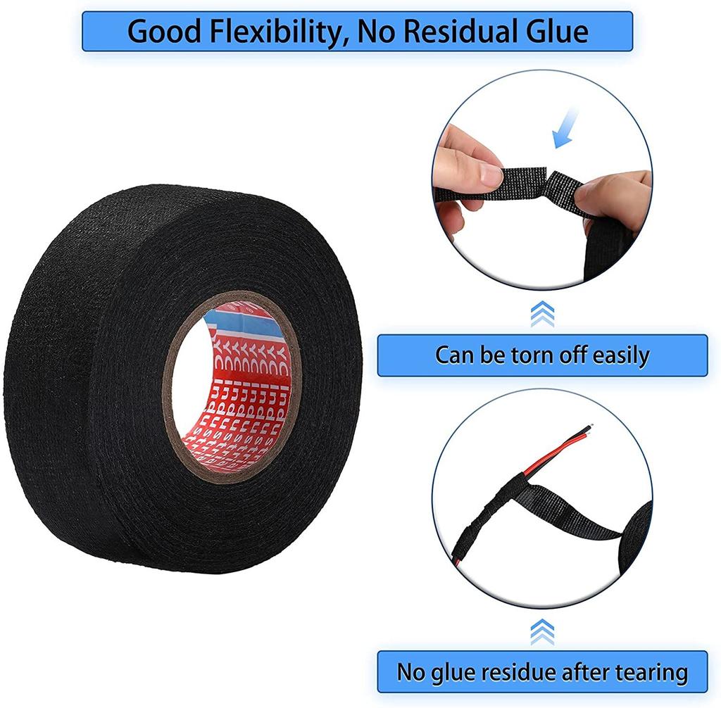 15M Electrical Loom Wrapping Tape Automotive Cloth Fabric Wire Harness Tape Adhesive Heat-resistant
