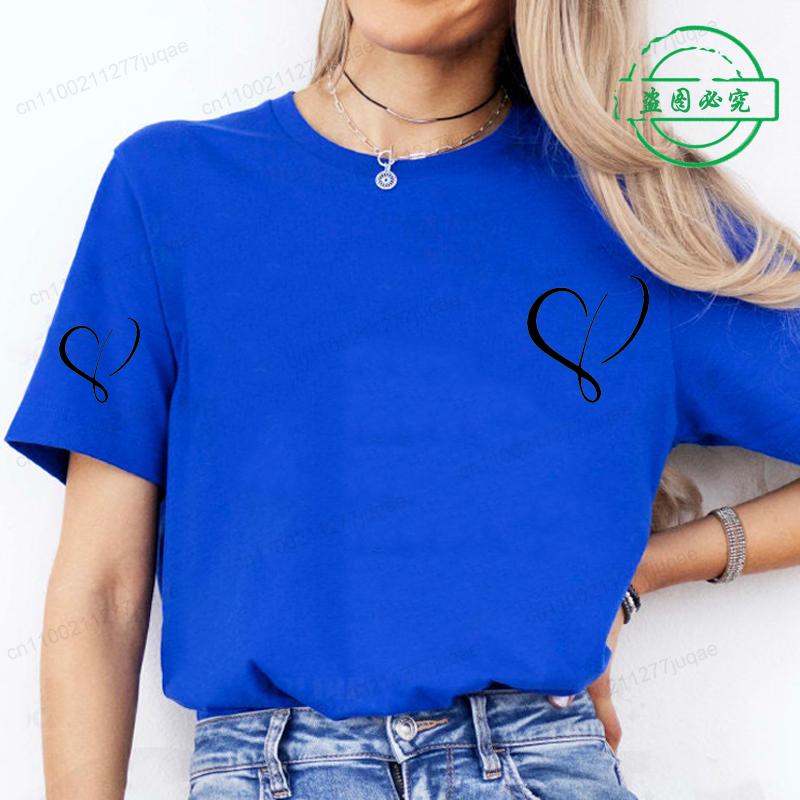 Heart Shaped Personalized Printed Unisexs and Unisexs Tshirt Summer New Fashion Trend Casual Loose Round Neck Short Sleeved