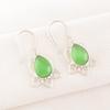 Green Cat's Eye Gemstone Jewelry, Handmade Earrings, 925 Solid Sterling Silver Jewelry For Wedding Gift