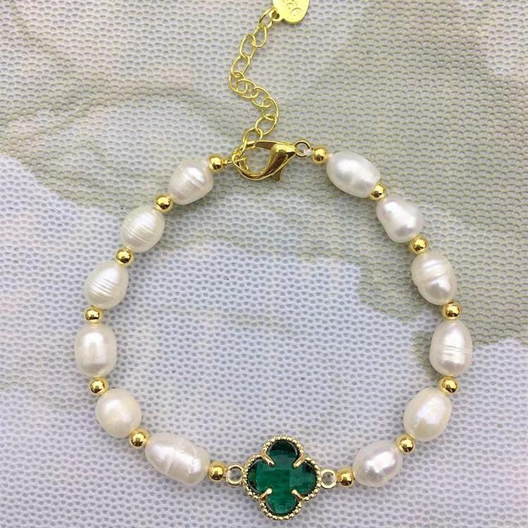 Fashionable Retro Women's Bracelet Temperament Micro Diamond Bracelet Exquisite Rice Grain Bracelet Four Leaf Clover Bracelet Jewelry Gift