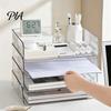 Compact Desk File Tray Large Capacity Organizer for Documents Files Letters A4 Paper Book Notes Mail, Stackable Dormitory Clear Tray, Storage