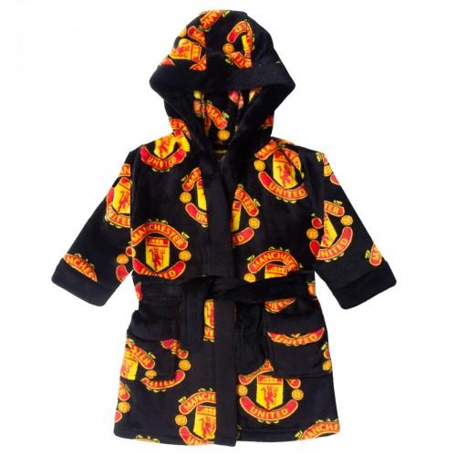 Manchester United FC Baby Crest Fleece All-Over Print Dressing Gown