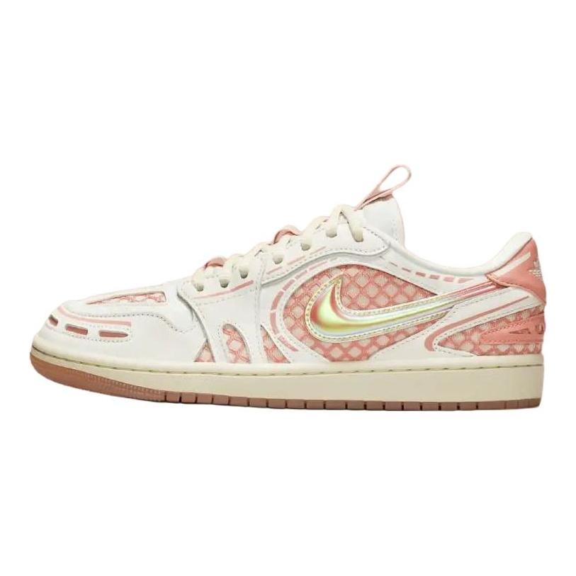 Jordan Женские винтажные баскетбольные кроссовки Air Jordan 1 с низким верхом, устойчивые к истиранию, розово-белые Jordan HQ2186-180