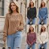 Women's Round Neck Twisted Rope Fried Dough Twists Loose Knit
