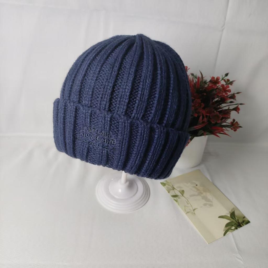 Wool hat women's versatile patch, winter face small ear protectors thickened warm knitted hat big head circumference couple cold hat