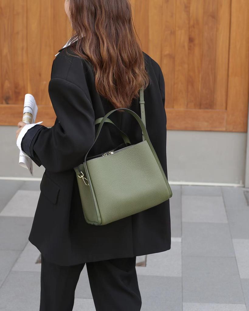 Натуральная кожаная ручная корзина для овощей, новая модная женская сумка-ведро, темпераментная сумка через плечо из коровьей кожи Togo