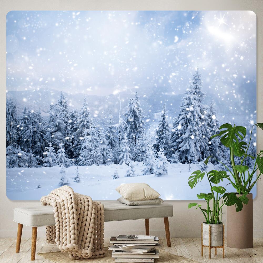 Лес Снежная сцена домашнее художественное украшение гобелен богемная психоделическая сцена настенное украшение для спальни
