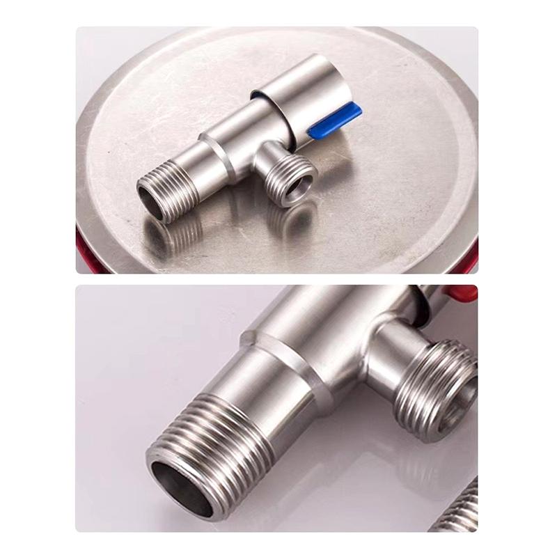 Трехходовой кран Туалетный запорный кран для воды Кран для водонагревателя 201 Нержавеющая сталь Кран для горячей и холодной воды для ванных комнат, кухонь, туалета