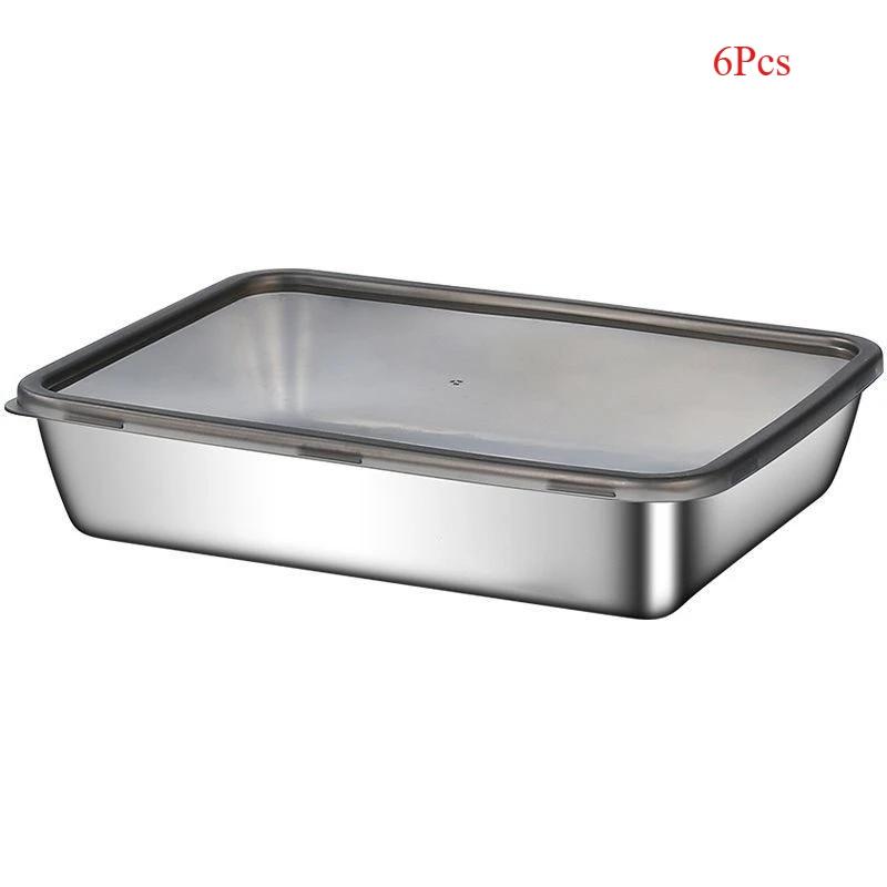 Контейнер для хранения из нержавеющей стали, контейнеры для хранения мяса и продуктов в холодильнике с крышкой, органайзер для холодильника, контейнер для хранения на кухне