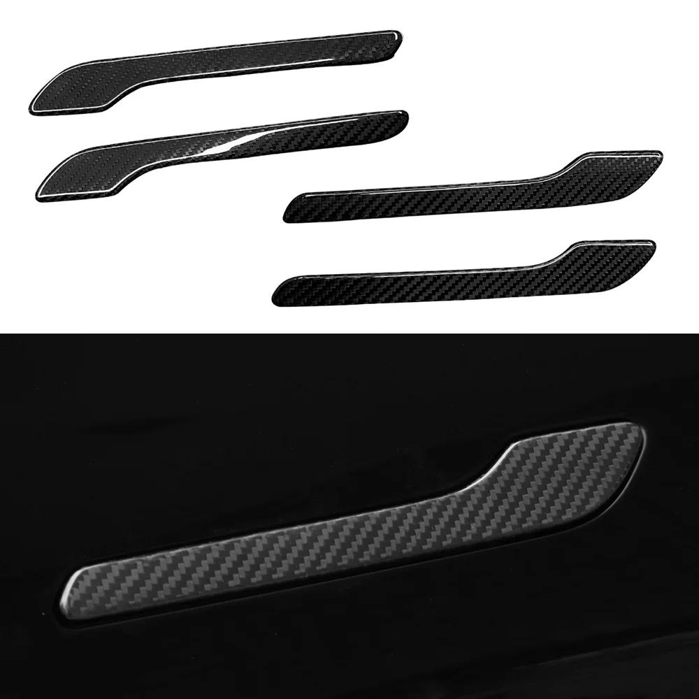 For Tesla Model Y LAUNCH/Juniper/3/3+ Highland 2025 Door Handle Sticker Trim Cover 100% Real Carbon Fiber Decoration