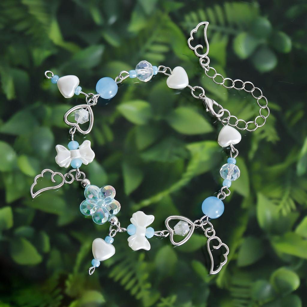 Acrylic Heart Bowknot Bracelets for Women Aesthetic Tassels Handchain Stylish Wristband Jewelry for Fashion Individuals