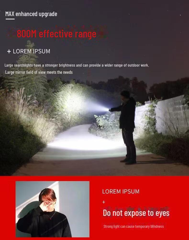 High-Power Long-Range Portable Searchlight - Super Bright, Multi-Function Outdoor Patrol Lamp