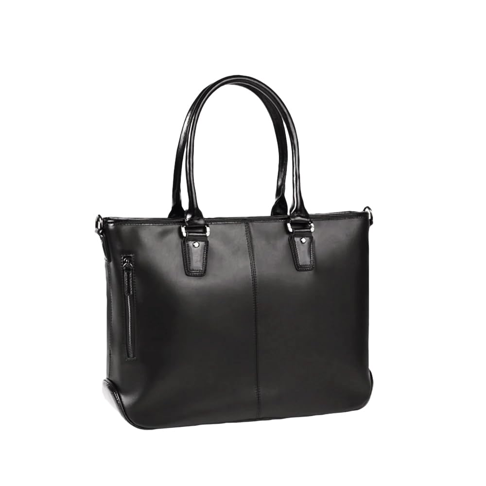 GOLDMEN GA204 Мужская деловая сумка-тоут из натуральной кожи, большой вместимости, устойчивая, формата A4B4, отделение для ноутбука, плечевой ремень продается отдельно (черный