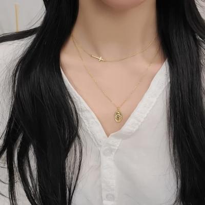 Женское серебряное (925 пробы) двустороннее длинное колье, которое носит Розэ из Blackpink