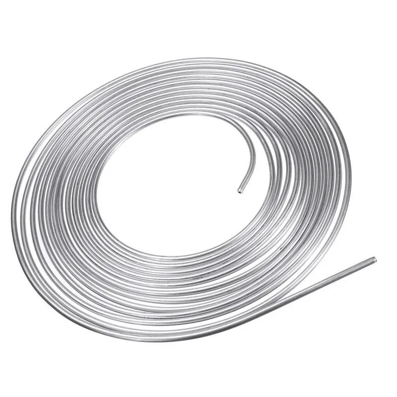 25ft 7.62M Car Roll Tube Coil of 1/4" OD Steel Zinc Brake Pipe Hose Line Piping Tube Tubing Anti-rust + 16PCS Tube Nuts Fittings