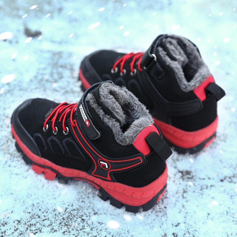 Children's Cotton Shoes Winter New Steel Claws Outdoor Hiking Shoes Outdoor Warm Boys Snow Boots Piled and Thickened Girls